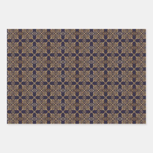 Navy and Gold Square Mandala Inpakpapier Vel (Voorkant 2)