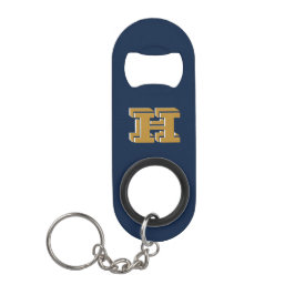 Navy and Gold Stainless Keychain Bottle Opener Mini Flessenopener