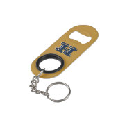 Navy and Gold Stainless Keychain Bottle Opener Mini Flessenopener (Achterkant Gekanteld)