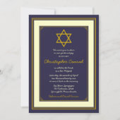 Navy and Gold Star van David Bar Mitzvah Invitatio Kaart (Voorkant)