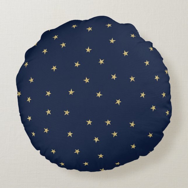 Navy and Gold Stars Rond Kussen (Achterkant)