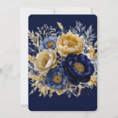 Navy and Gold Waterverf Peony Bachelorette Party Kaart (Achterkant)