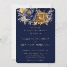 Navy and Gold Waterverf Peony Wedding Celebration