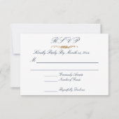 Navy and Gold Wedding Elegant Formal Reply RSVP Kaartje (Achterkant)