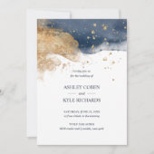 Navy and Gold Wedding Kaart (Voorkant)
