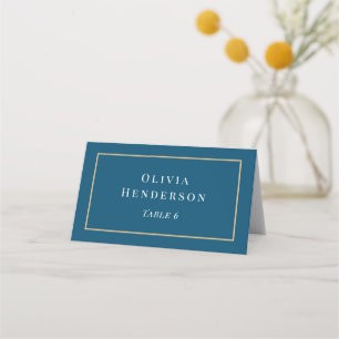 Navy and Gold Wedding Place Card Name Kaart Seatin Plaatskaartje
