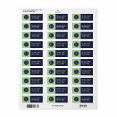 Navy and Green Chevron Monogram Etiket (Full Sheet)