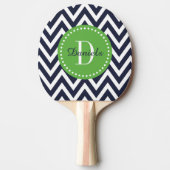 Navy and Green Chevron Monogram Tafeltennisbatje (Voorkant)