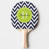 Navy and Green Chevron Monogram Tafeltennisbatje (Voorkant)