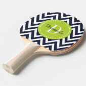 Navy and Green Chevron Monogram Tafeltennisbatje (Voorkant Gekanteld)