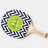 Navy and Green Chevron Monogram Tafeltennisbatje (Zijkant)
