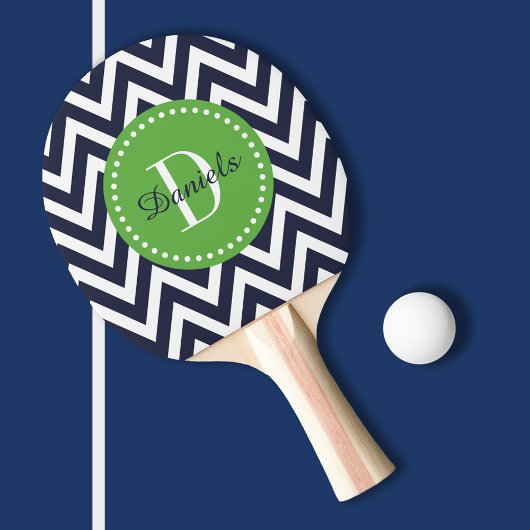 Navy and Green Chevron Monogram Tafeltennisbatje