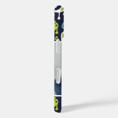 Navy and Green Ikat Paisley Custom Photo Monogram Case-Mate iPhone Case (Achterkant / Rechts)