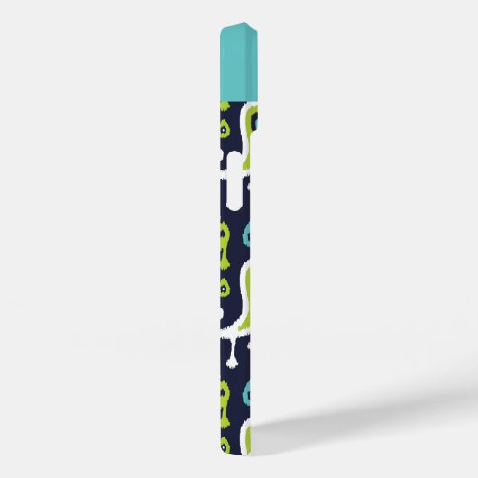 Navy and Green Ikat Paisley Monogram Case-Mate iPhone Case (Achterkant / Rechts)