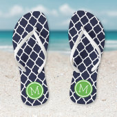 Navy and Green Moroccan Quatrefoil Monogram Teenslippers