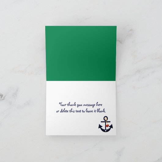 Navy and Green Nautical Anchor Bedankt voor je bri (Binnen)
