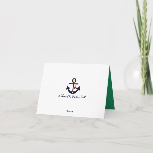 Navy and Green Nautical Anchor Bedankt voor je bri (Achterkant)