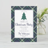 Navy and Green Tartan Pset, kerstfeest Kaart (Staand voorkant)