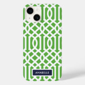 Navy and Green Trellis Monogram Case-Mate iPhone Case (Achterkant)