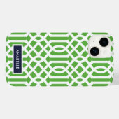 Navy and Green Trellis Monogram Case-Mate iPhone Case (Achterkant (horizontaal))