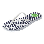 Navy and Green Trellis Monogram Teenslippers (Schuin)