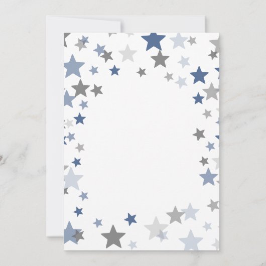 navy and grey star Baby shower Nodig sip & see uit Kaart (Achterkant)