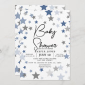 navy and grey star Baby shower Nodig sip & see uit Kaart (Voorkant / Achterkant)
