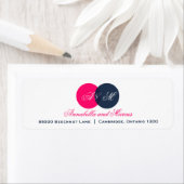 Navy and Hot Pink Entwined Monogram Address Label (Insitu)