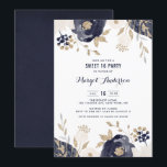 Navy and Ivory Flowers Gold Foil Sweet Sixteen Kaart<br><div class="desc">Nodig familie en vrienden uit voor je lieflijke zestien feest met deze elegante uitnodiging. Het is voorzien van blauw en ivoren waterverf en bladerblad met faux golfoil en glitter accents. Personaliseer door uw eigen gebeurtenisdetails toe te voegen. U kunt een foto of ander afbeelding aan de rug van de uitnodiging...</div>