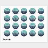 Navy and Light Blauwgroen Ombre Wedding Bedankt Ronde Sticker (Vel)
