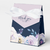 Navy and Lila Roos Wedding Bedankdoosjes (Voorkant Zijde)