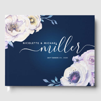Navy and Lila Roos Wedding Gastenboek