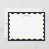 Navy and Lime Striped Back Wavy Frame Note Card Kaart (Voorkant)
