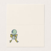 Navy and Mint Doodle Baby Rattle and Bow Blank Kaart (Buitenkant ongevouwen)