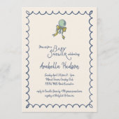 Navy and Mint Doodle Rattle and Bow Baby Shower Kaart (Voorkant)