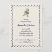 Navy and Mint Doodle Rattle and Bow Baby Shower Kaart (Voorkant)
