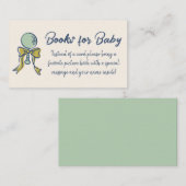 Navy and Mint Doodle Rattle and Bow Book Request Informatiekaartje (Voorkant / Achterkant)