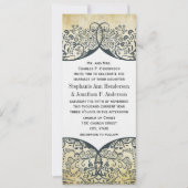 Navy and Mustard Love Bird Paisley Pattern Wedding Kaart (Voorkant)