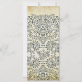 Navy and Mustard Love Bird Paisley Pattern Wedding Kaart (Achterkant)