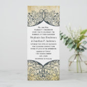 Navy and Mustard Love Bird Paisley Pattern Wedding Kaart (Staand voorkant)