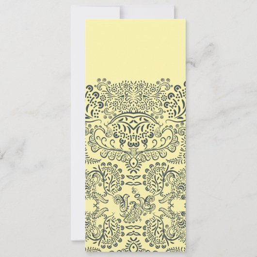 Navy and Mustard Peacock Love Bird Pattern Weddens Kaart (Achterkant)