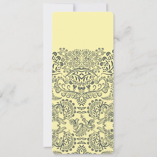 Navy and Mustard Peacock Love Bird Pattern Weddens Kaart (Achterkant)