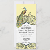 Navy and Mustard Peacock Love Bird Pattern Weddens Kaart (Voorkant)