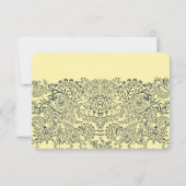 Navy and Mustard Peacock Love Bird Pattern Weddens RSVP Kaartje (Achterkant)