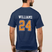 Navy and Orange School Spirit Custom Football T-shirt (Achterkant)