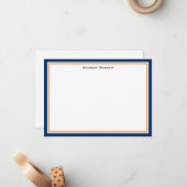 Navy and Oranje Border Note Card Notitiekaartje (Voorkant / Achterkant in situ)