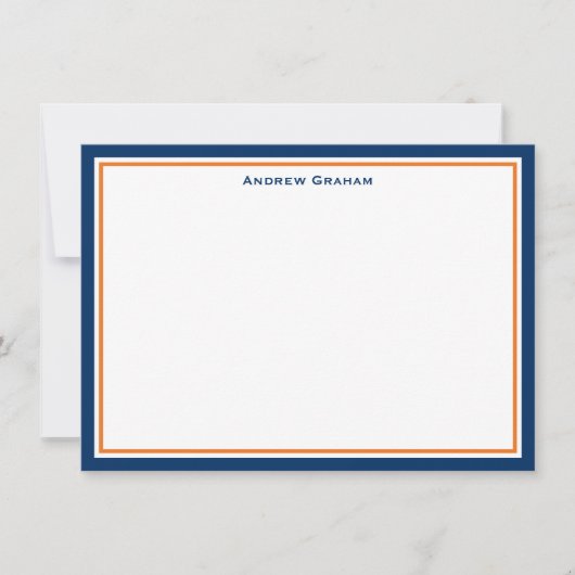 Navy and Oranje Border Note Card Notitiekaartje (Voorkant)