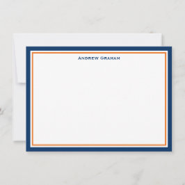 Navy and Oranje Border Note Card Notitiekaartje