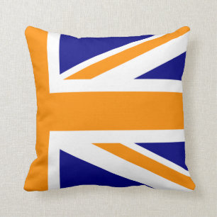 Navy and Oranje Union Jack Half Kussen