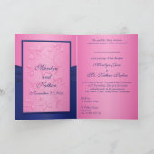 Navy and Pink Floral Kaart Style Wedding Invitatio (Binnen)
